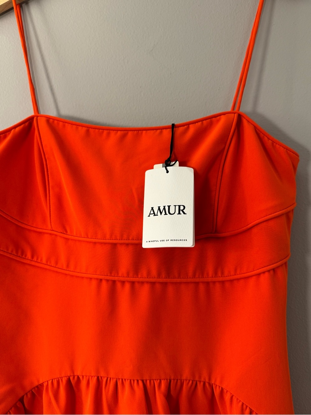 AMUR Bright Orange Spaghetti-Strap Midi Dress (Oliver Cady Mid) - Picture 2 of 8
